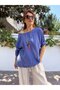 Italian Cotton - Linen Textured Blouse with Pendant Cobalt Blue