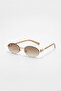 Gold Detailed Oval Design Frameless Women's Sunglasses Uv400