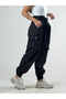 Black Women's Loose Fit Cargo Pocket Jogger Pants Coc3322 - 3