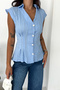 Women's Pleated Sleeveless Shirt Blouse - 5