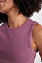 Z6573Azpr471 Purple Defactofit Slim Fit Narrow Fit Crew Neck Ribbed Basic Plain Sports Athlete Undershirt - 7