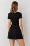 Women's Short Sleeve Deep Double Breasted Collar Short Viscose Dress - 4