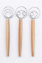 Set of 3 Danish Type Dough Whisks - Stainless Steel Flour Mixer & Sourdough Mixing Wire with Wooden Handle - 7