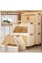 Folding Storage Box with Lid, 4-Tier Plastic Storage Bins with Magnetic & Wheels, 45CM Wide Stackabl - 5