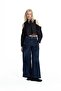Blue Pocket Detailed Spanish Flare Denim Trousers 19005