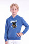 Boy's Printed Kangaroo Pocket Long Sleeve Hooded Sweatshirt - 4
