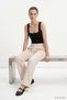 Pants with Wide Legs and Tie Detail 3212 Beige