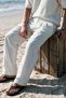 Siena Men's Premium Double Pleated Detailed Linen Baggy Trousers - 3