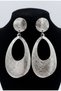 Women's Large Hoop Dangle Earrings - Geometric Wave and Fingerprint Textured Metallic Bijouterie Earrings - 3