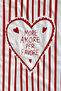 Red and White Striped More Amore Per Favore Heart Patterned 70X150 Beach Towel - Digital Printed Fade-Resistant Bath Towel - 2