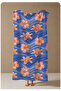 Navy Blue Orange Tropical Floral Patterned 70X150 Beach Towel - Digital Printed Fade-Resistant Bath Towel - 4