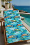 Blue Ocean Sea Creatures Patterned 70X150 Beach Towel - Digital Printed Bath Towel