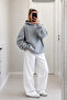 Wing Back Lace Detail Sweatshirt Gray - 2