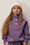 High Collar Snap Fastener Sweatshirt