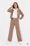 Brown Girls' Stone-Colored Stand-Up Collar Cardigan Wide-Leg 3-Piece Top and Bottom Set 24738 - 2
