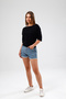 Stone Detailed Lycra Wide Collar Stylish Bodysuit - 4