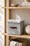 Gray Felt Lid Cube Box 30 X 30 X 30 cm – Leather Handle, Foldable, Multi-Purpose Storage and Organizer Box