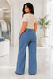 Women's Plus Size Spliced Stone Pattern 44-52 Stretchy Wide Leg Denim Pants Jeans - 4