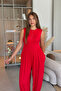 Comfortable Red Shalwar Jumpsuit with Waist Detail - 4