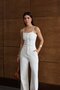 Women's Ecru Jean Jumpsuit with Rope Straps, Zipper Back, Wide Legs - 3