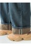 Women's Od Brown High Waist Wide Leg Jean Pants with Contrast Leg Detail - 3
