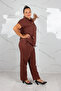 Women's Plus Size Muslin Jacket and Pants Two-Piece Set - 2