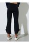 Girls Black Ribbed Knit Flared Leggings with Bow Detail - 4