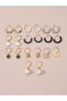 Set Of 10 - Flower Beaded Hoop Earrings - 4