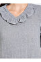 Grey Ribbed V Neck Ruffle Detail Nightdress - 3