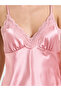 Pink Lace Detail Satin Robe and Slip Set - 4