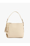 Faux Leather Shoulder Bag with Tassel Detail and Metal Accessories