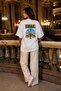 Women's Oversize T-Shirt Libra Printed White – Crew Neck, Comfortable Fit, 100% Cotton - 3