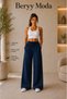 Women's Black Gray Navy Blue Set of 3 High Waist Lace-Up Wide Leg Sweatpants - 4