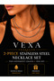 2-Piece Steel Necklace Set Barley and Paperclip Chain Silver Color Tarnish Resistant Steel - 3