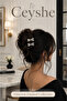Pinterest 2-Piece Shiny Silver Ribbon Bow Imported Silver Plated Thick Metal Snap Hair Clip - 2