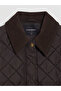 Brown Velvet Shirt Collar Women's Puffer Coat - 8