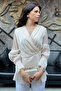 Women's Glittery Fabric Double-Breasted Collar Flounce Side Tie Blouse Sun438 - 5