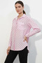 Women's Oversize Single Pocket Polka Dot Pink Shirt - 2