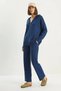 Women's Relax Fit Hooded Cardigan High Waist Pants Knitwear Navy Blue Set - 6