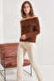 Women's Degaje Collar Brown Sweater - 3
