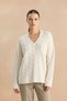 Women's Oval Collar Hair Knit Oversize Knitwear Cream Sweater - 7