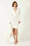 Women's White Dress with Gathered Sides