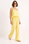 Women's Strappy Woven Modal Lemon Yellow Blouse and Pants Set - 3