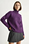 Women's Turtleneck Purple Sweater - 2