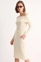 Women's Ribbed Madonna Collar Knitwear Ecru Dress - 4