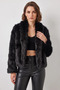Women's Faux Fur Black Jacket - 4