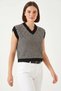 Women's Striped Knitwear Sweater Black Ecru - 3
