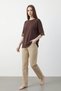 Women's Lace Detailed T-Shirt with Back Detail, Bitter Brown - 3