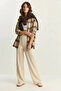 Women's Wide Leg Crinkle Knitted Cream Pants - 5