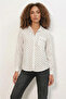 Women's Single Pocket Polka Dot Oversize Shirt - White - 7